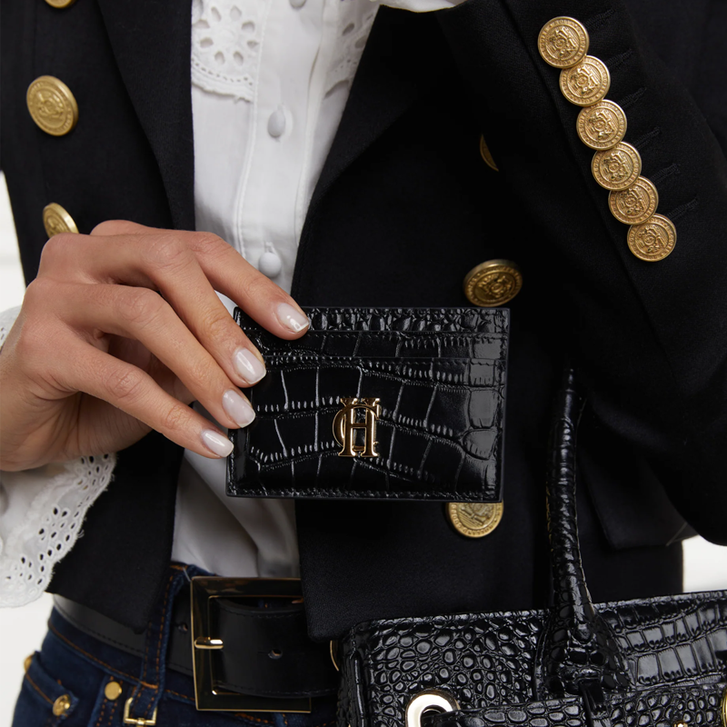 Holland Cooper Chelsea Card Holder - Black Croc-2